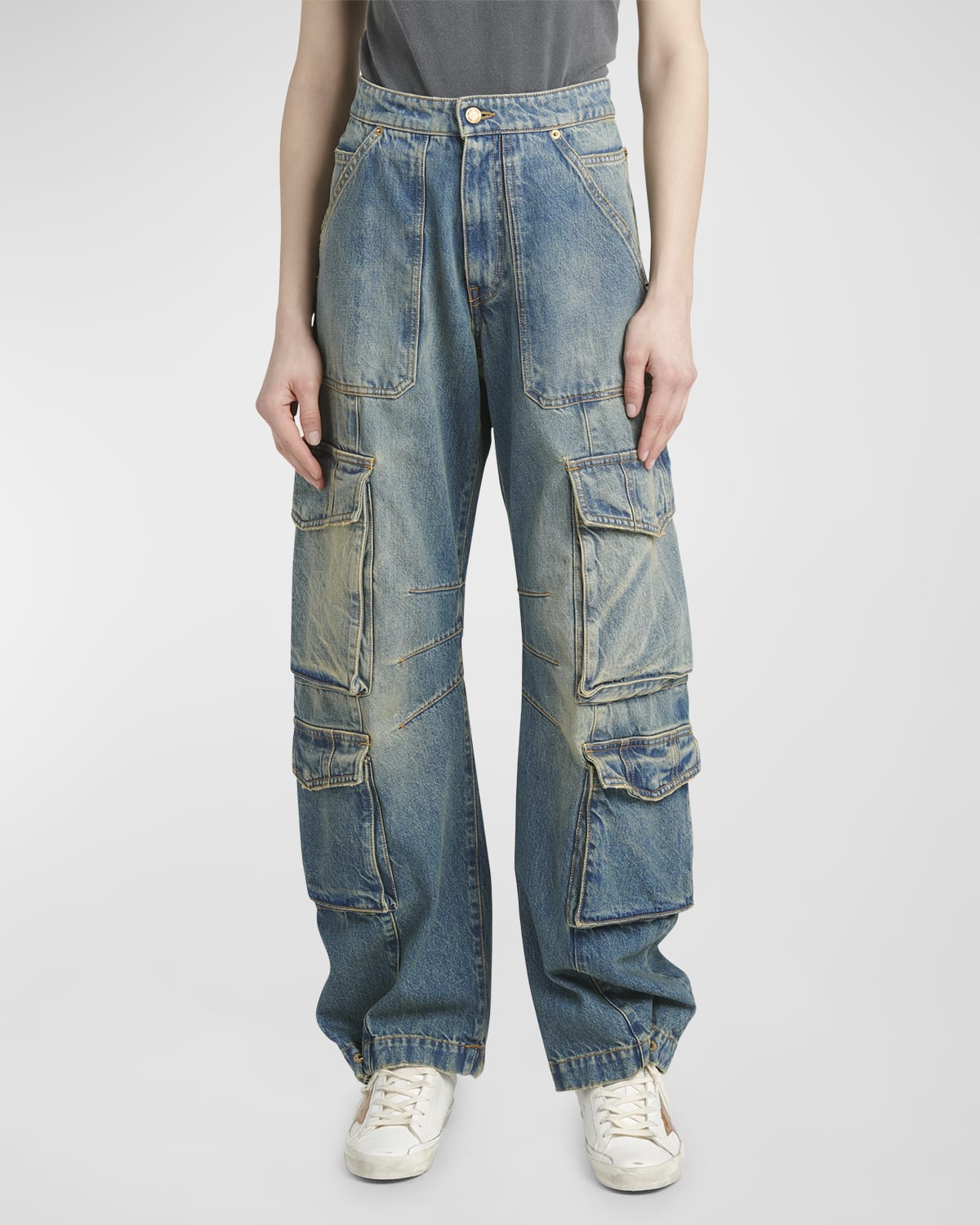 Low-Rise Wide-Leg Cargo Jeans