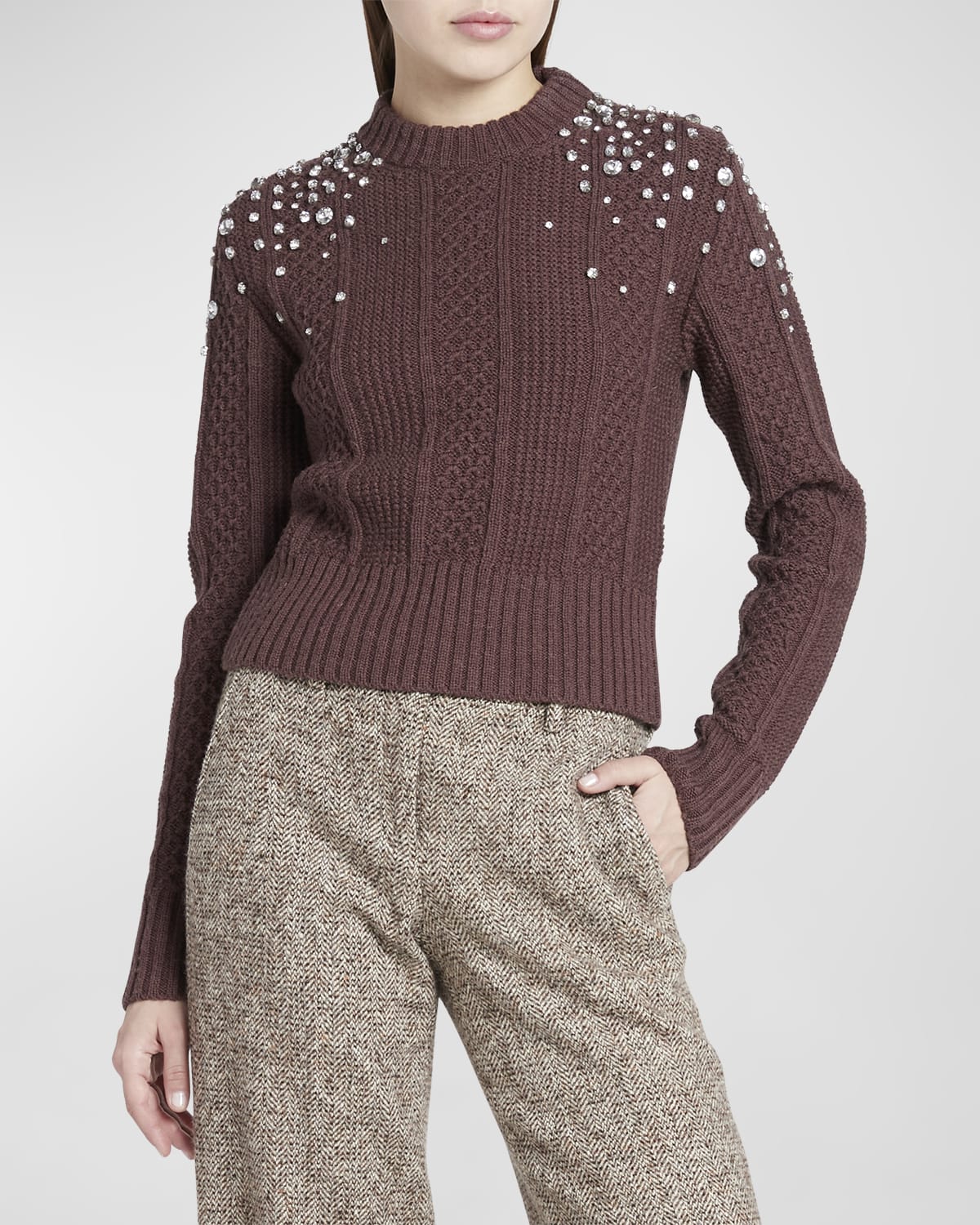 Golden Goose Sassafras Wool Sweater With Rhinestones In Sassafras