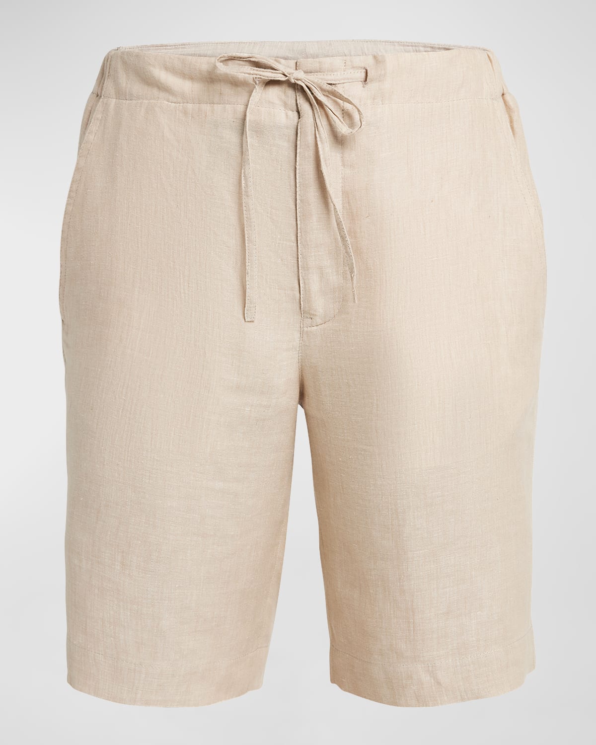 Loro Piana Men's Linen Drawstring Bermuda Shorts In Grain Beige