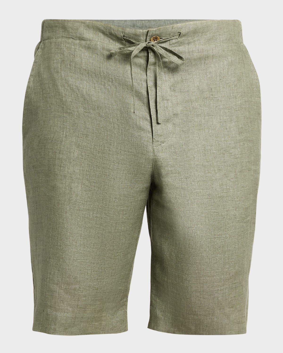 Loro Piana Men's Linen Drawstring Bermuda Shorts In Green Landscape