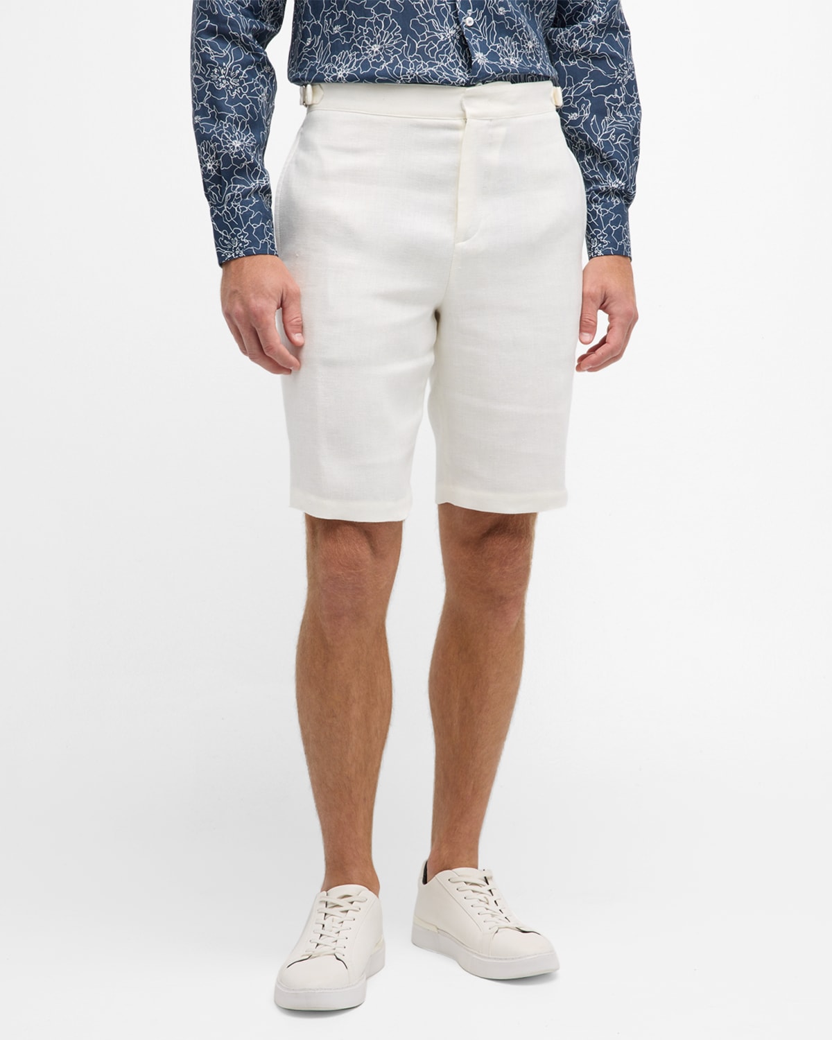 Loro Piana Men's Linen Bermuda Shorts In White