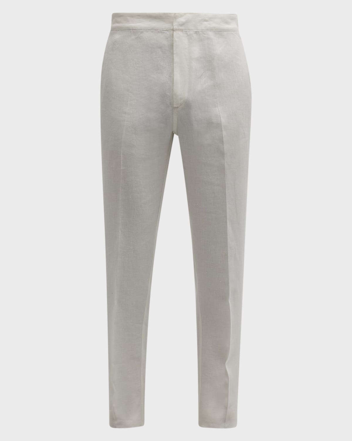 Loro Piana Men's Linen Straight Leg Pants In White