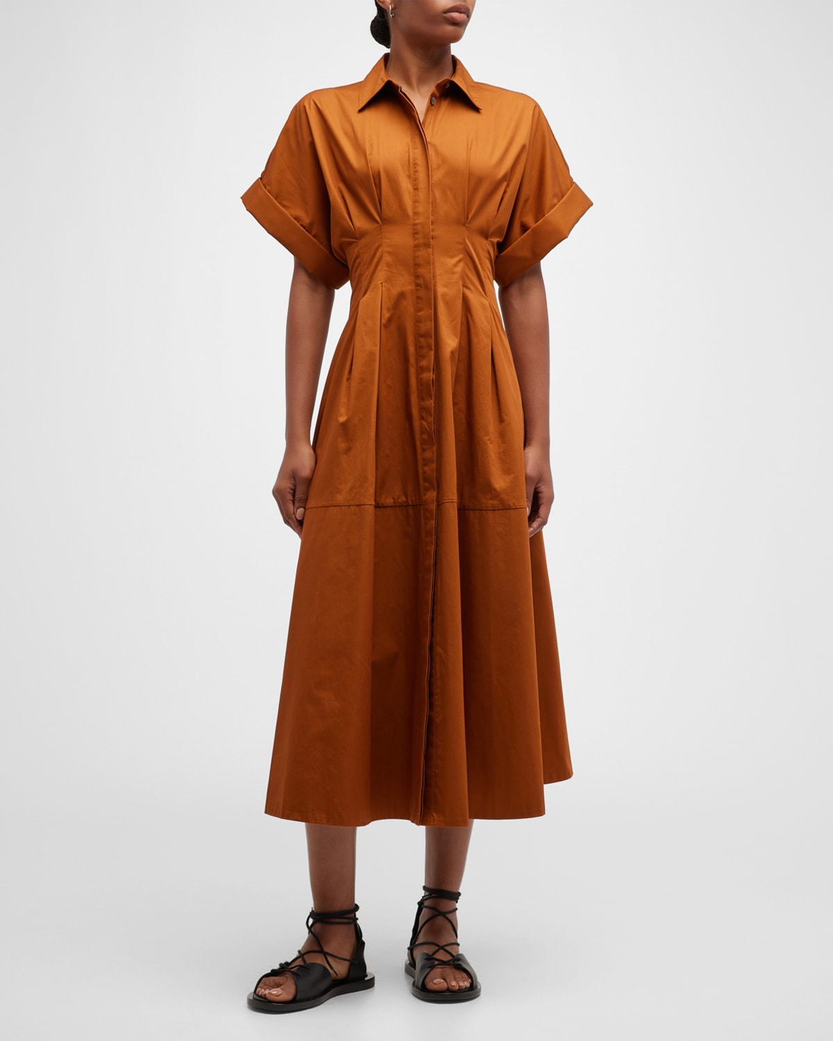 CO WAISTED A-LINE SHIRTDRESS WITH PLEATING