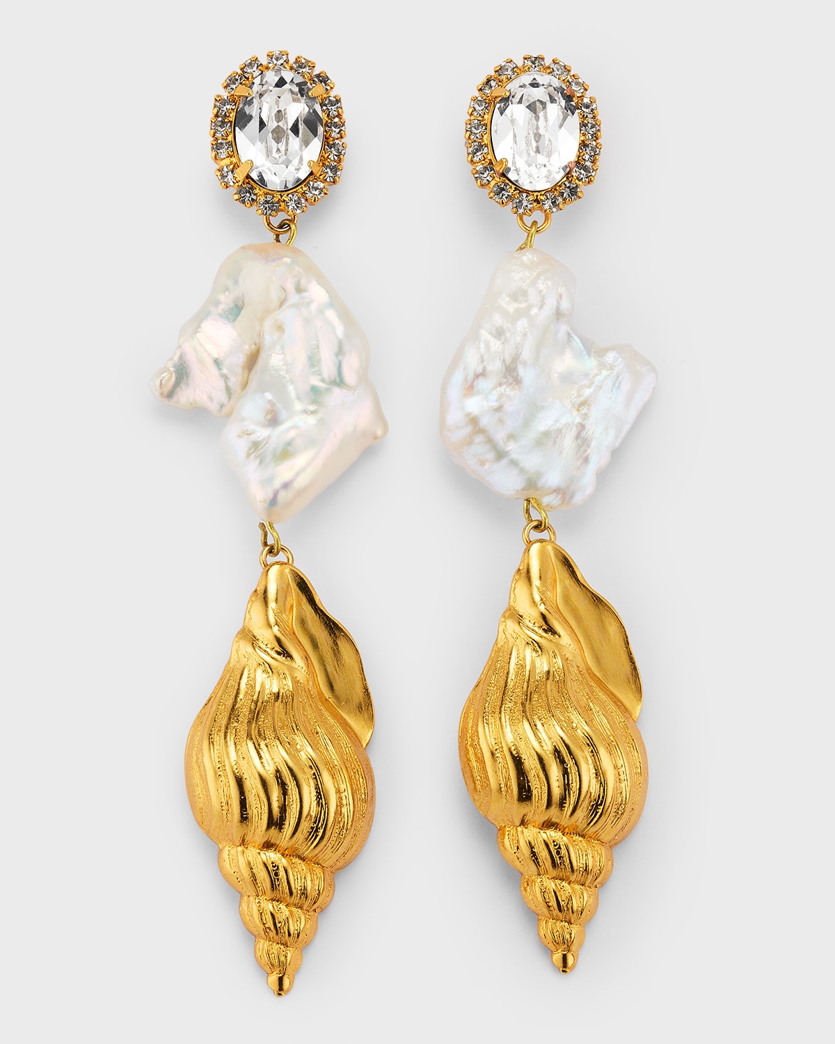 Jennifer Behr Adella Crystal Conch Earrings In Gold