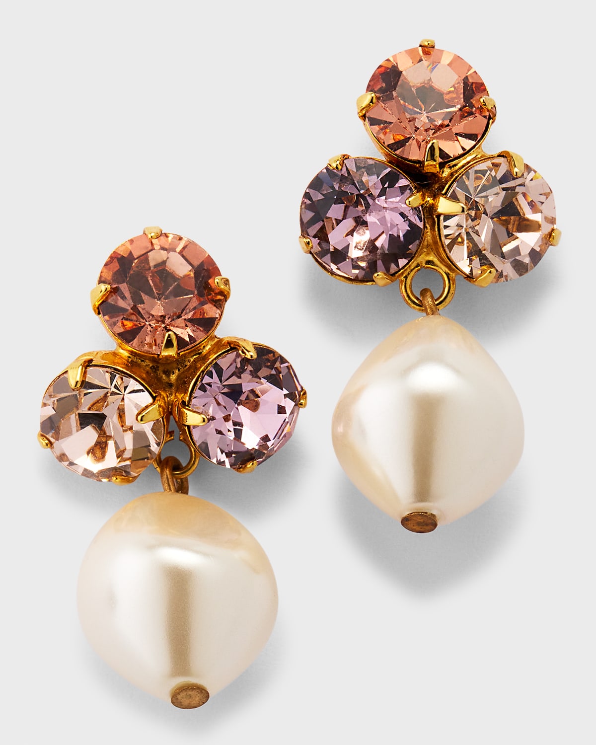 Jennifer Behr Tatiana Crystal And Glass Pearl Drop Earrings In Pink