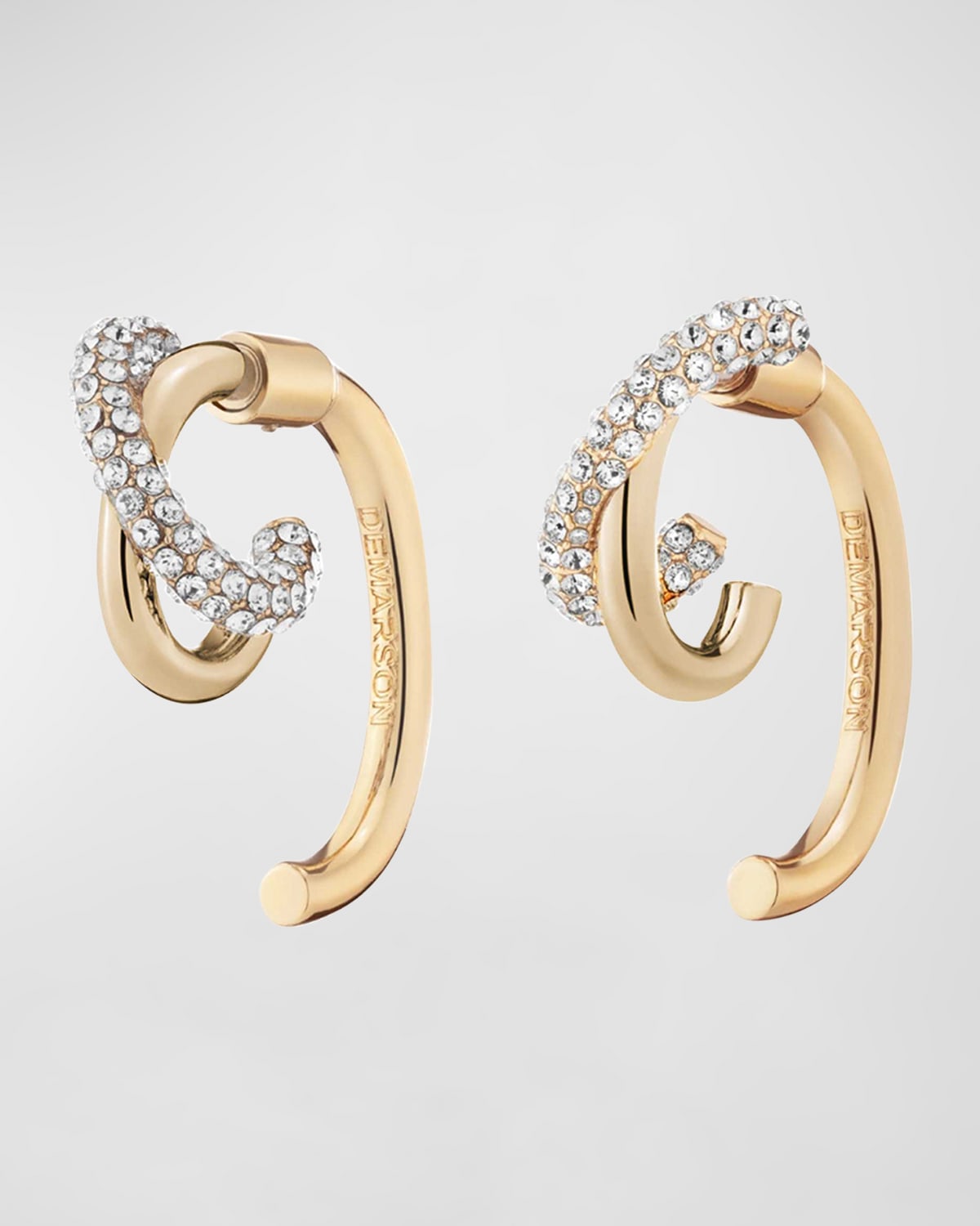 Shop Demarson Axis Luna Convertible Earrings In Gold/ Ir/ Pave