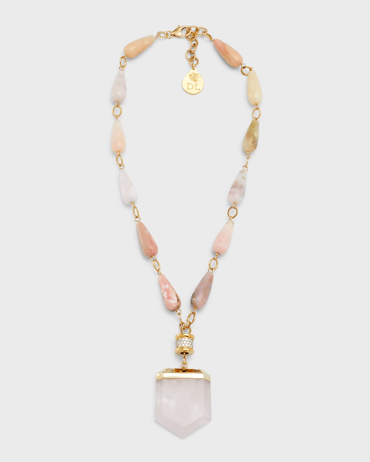 Pink Opal and Rose Quartz Pendant Necklace