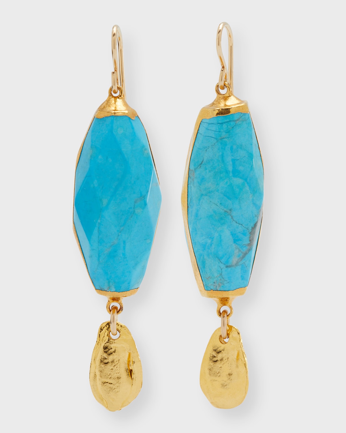 Devon Leigh Turquoise In Gold Foil Drop Earrings