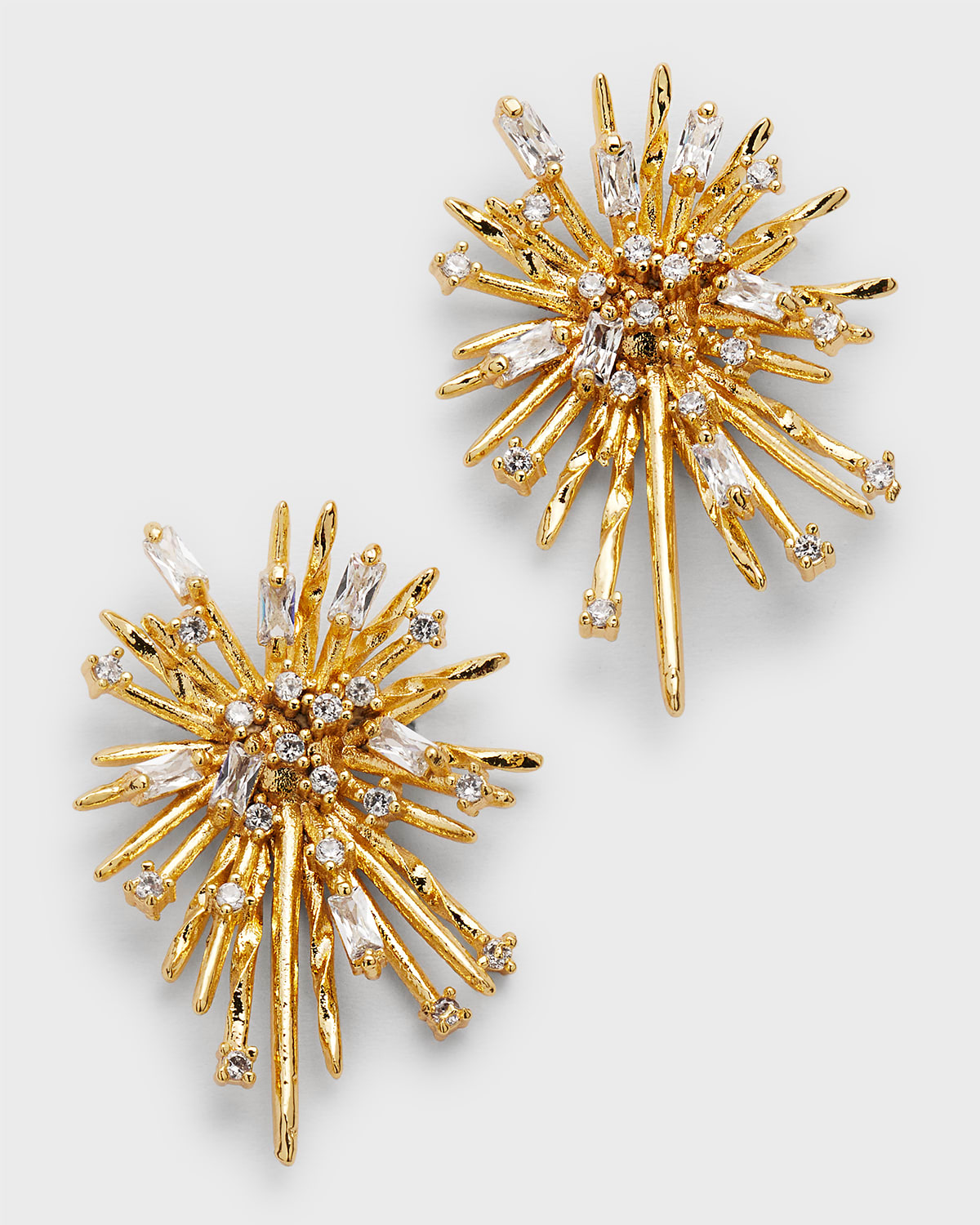 Devon Leigh Cubic Zirconia Spike Earrings In Gold