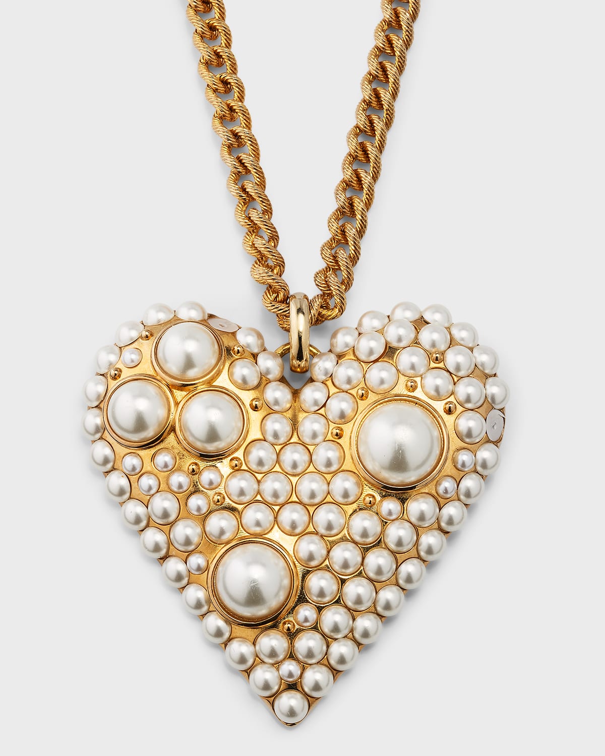 Carolina Herrera Pearlescent Heart Necklace In Pearl/gold