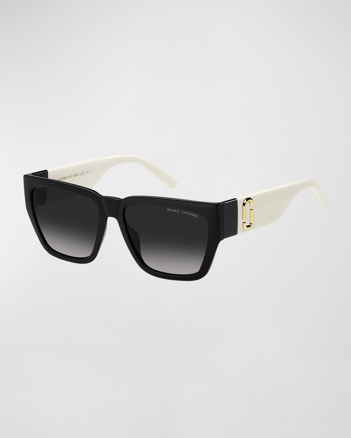 Shop Marc Jacobs J Marc Logo Square Plastic Sunglasses In Blck White