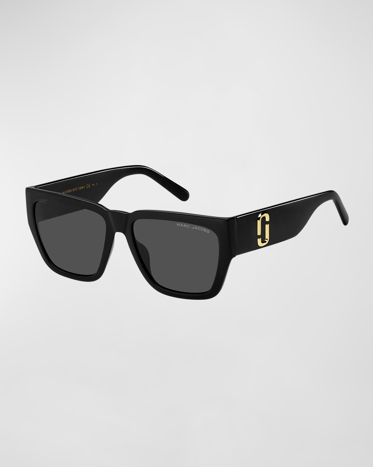 Shop Marc Jacobs J Marc Logo Square Plastic Sunglasses In Black