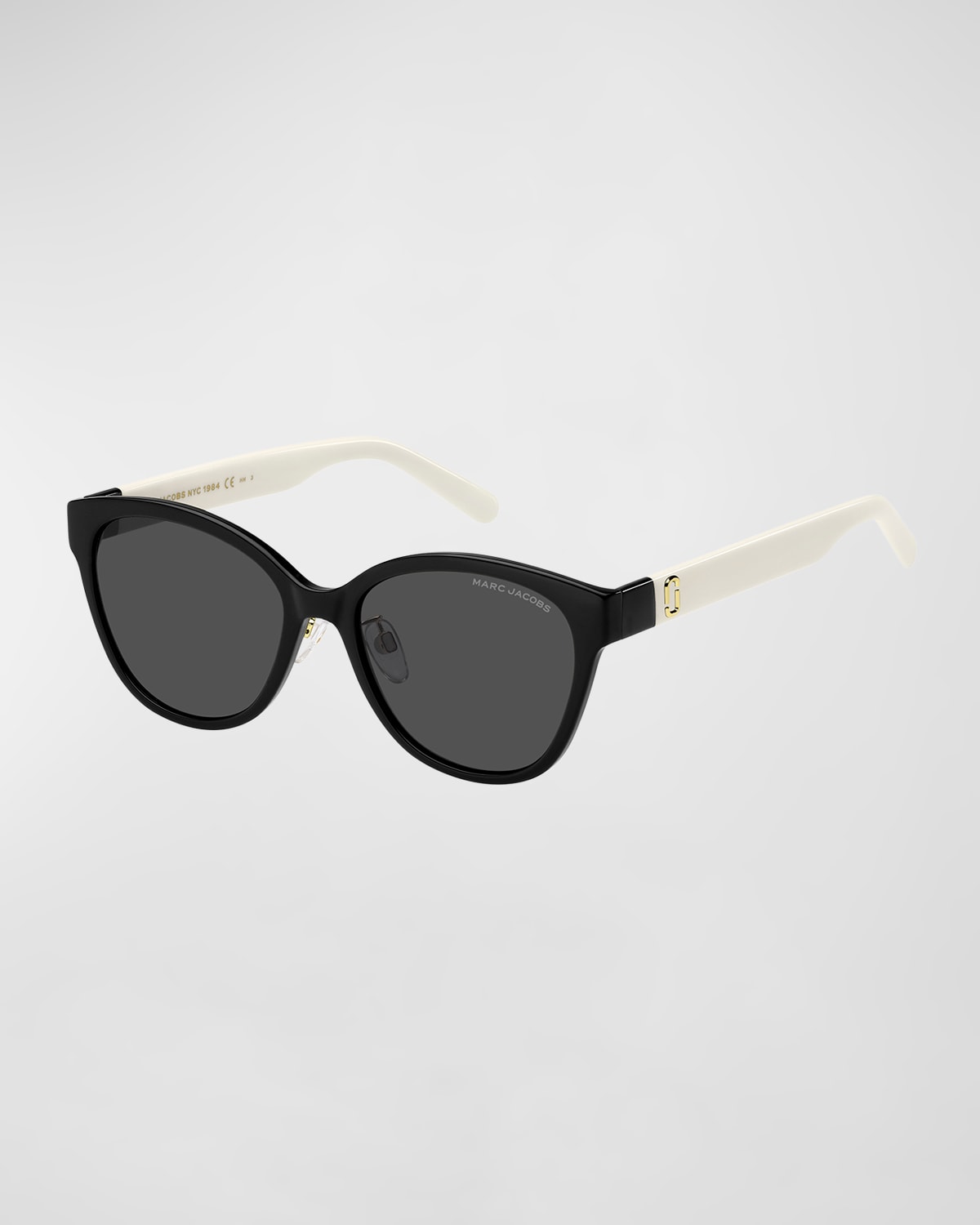 Shop Marc Jacobs J Marc Round Two-tone Acetate Sunglasses In Blck Whte