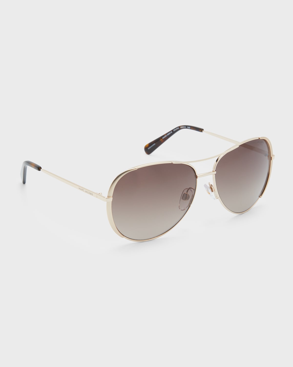 Shop Marc Jacobs Engraved Logo Stainless Steel Aviator Sunglasses In Gold Havn
