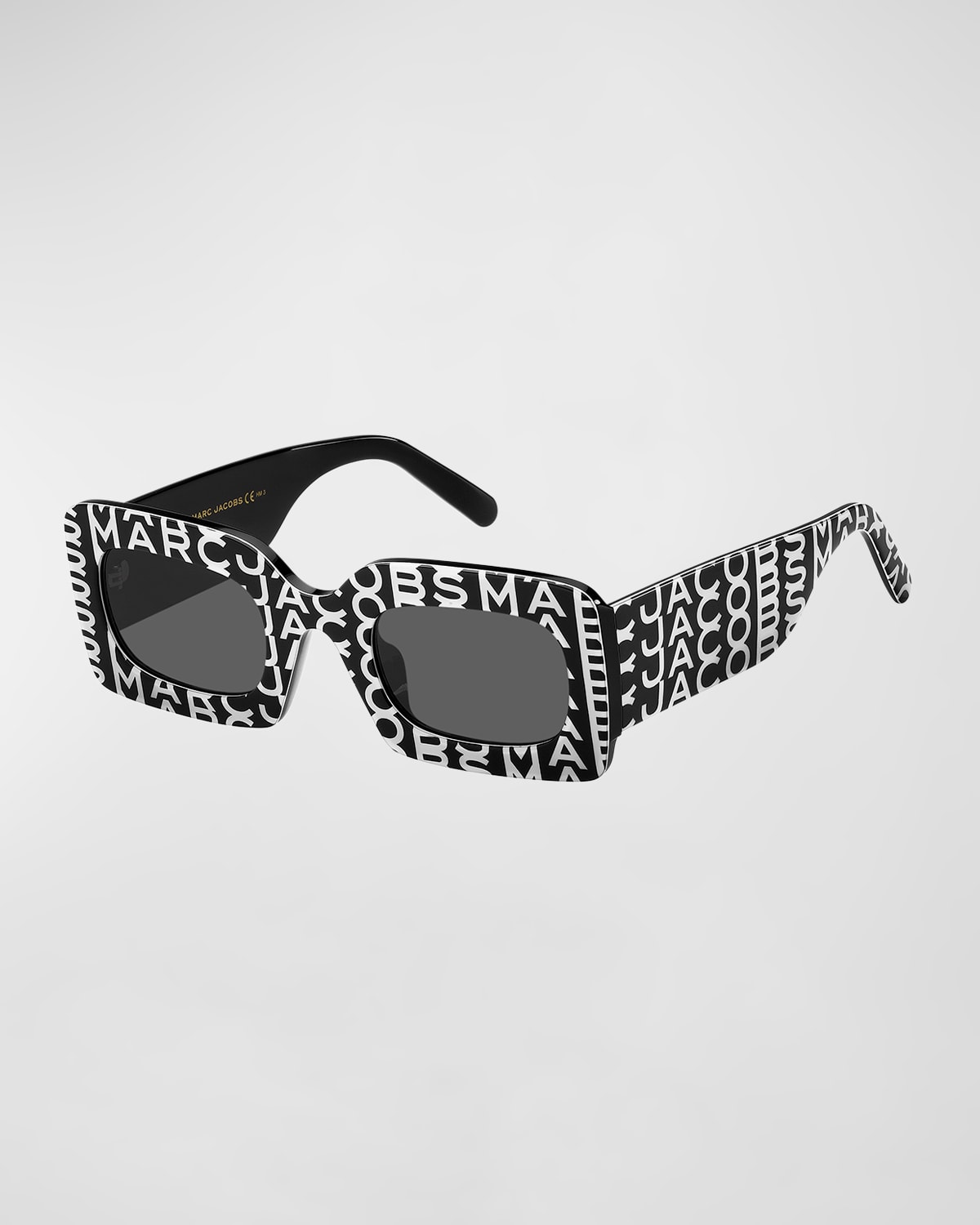 Shop Marc Jacobs Graphic Logo Acetate Rectangle Sunglasses In 003k Pttrbkwht