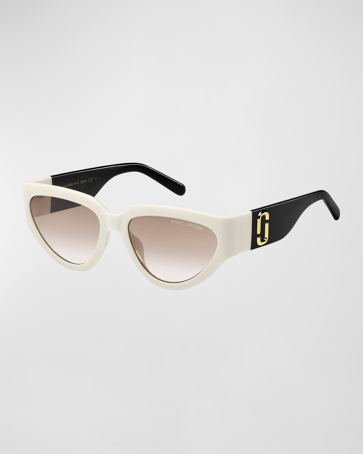 Shop Marc Jacobs J Marc Logo Plastic Cat-eye Sunglasses In Whte Blk