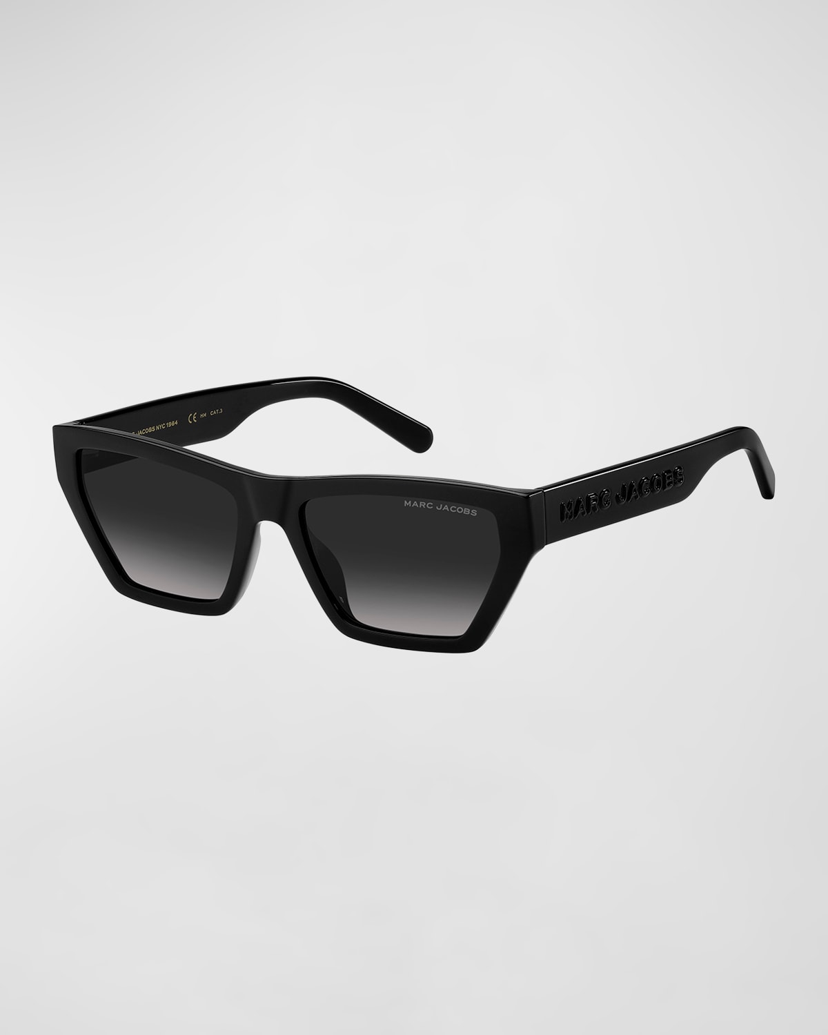 Shop Marc Jacobs Oversized Logo Plastic Cat-eye Sunglasses In Black
