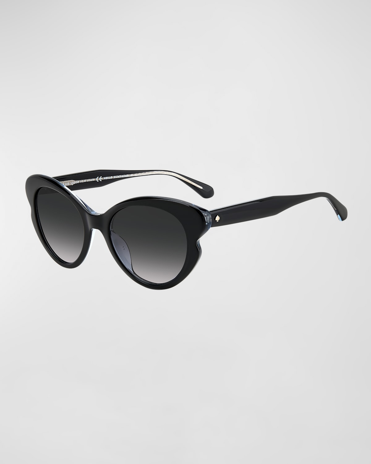 Shop Kate Spade Elina Gradient Acetate Cat-eye Sunglasses In Black