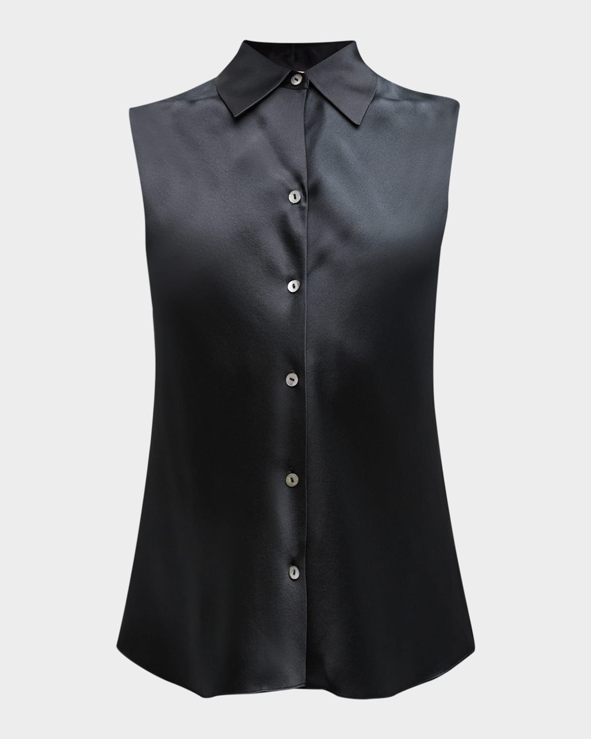 Vince Sleeveless Bias-cut Silk Shirt In Black