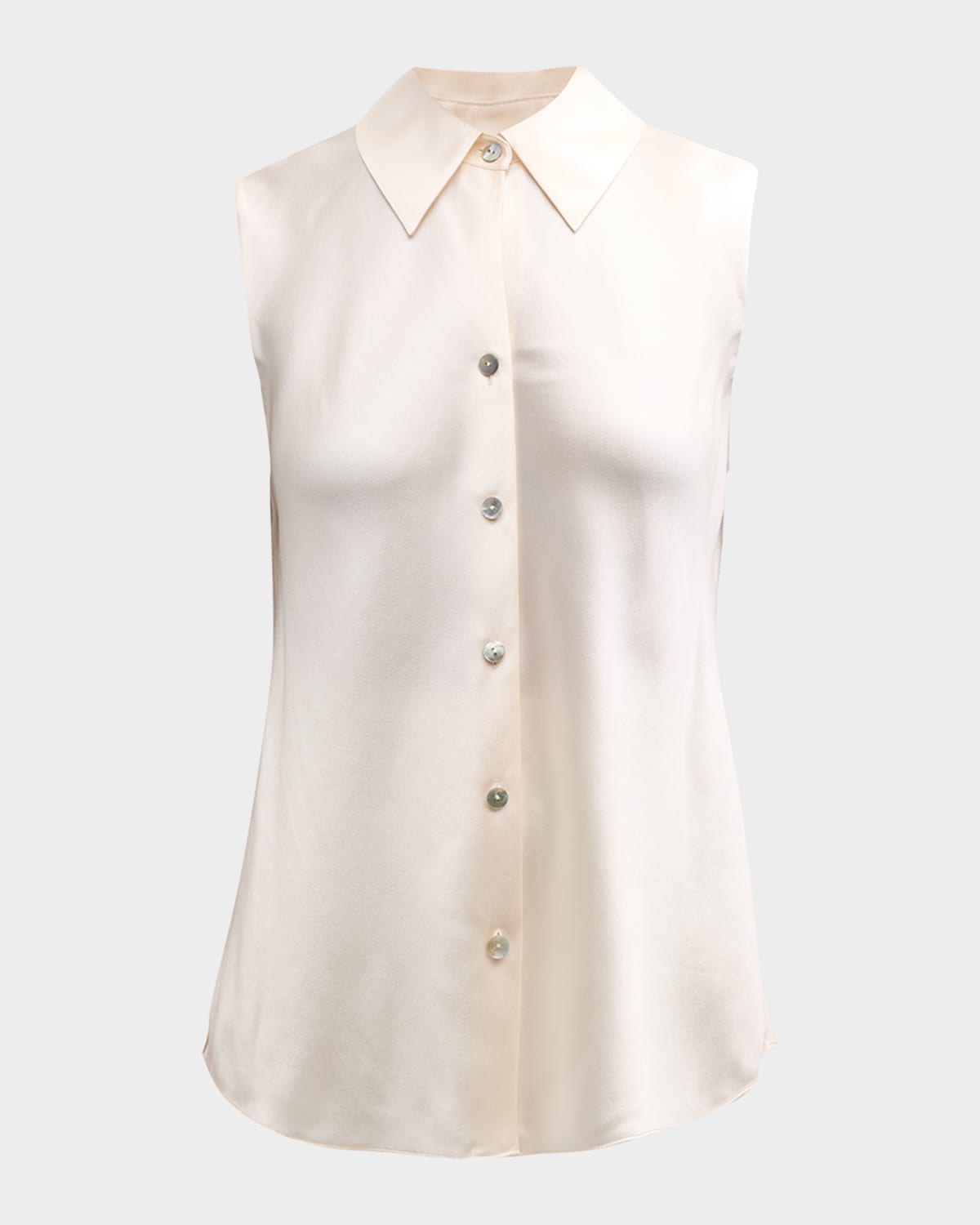 VINCE SLEEVELESS BIAS-CUT SILK SHIRT