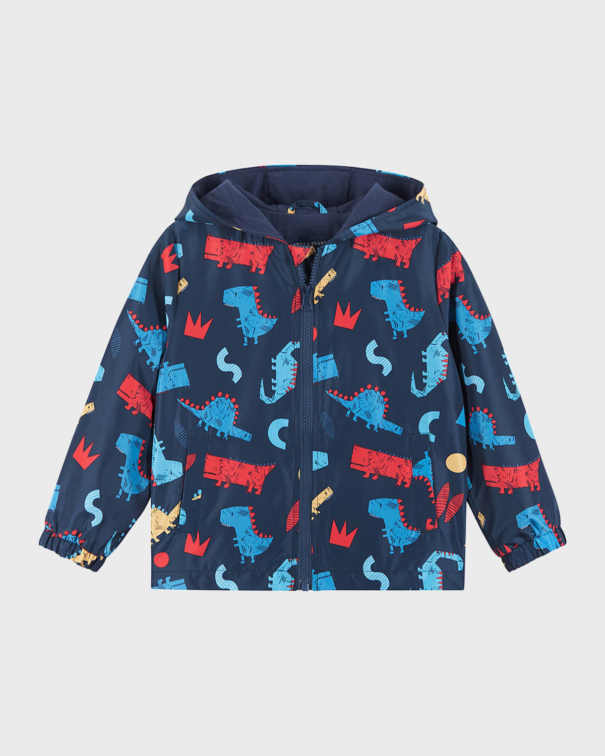Andy & Evan Boy's Multicolor Dinosaur-print Windbreaker In Navy Dino
