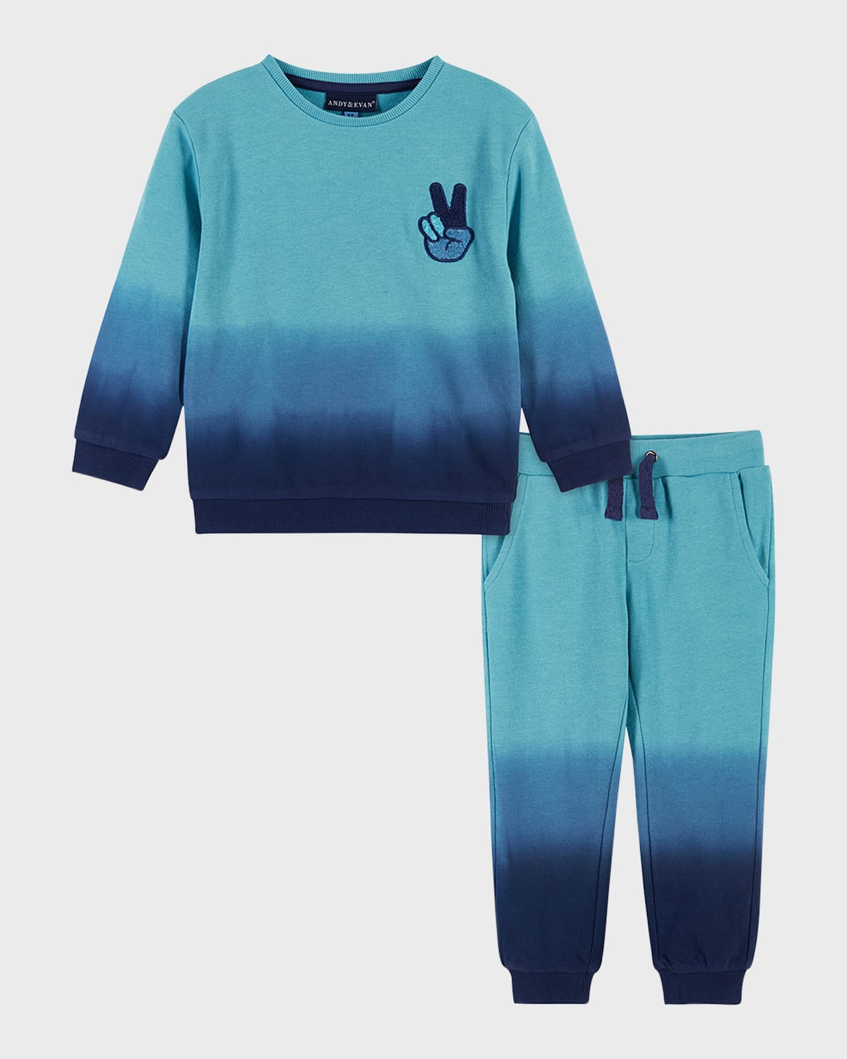 Andy & Evan Kids' Boy's Dip Dye Sweatshirt And Sweatpants Set In Blue
