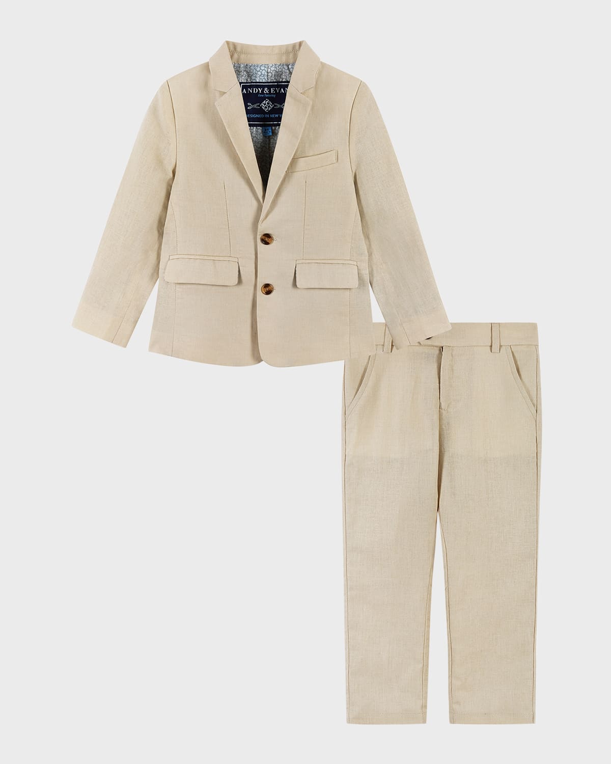 Andy & Evan Kids' Two-piece Linen & Cotton Suit In Stone Linen