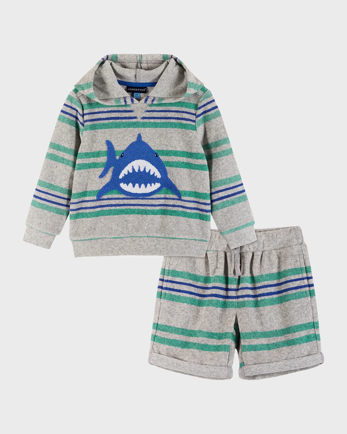 ANDY & EVAN BOY'S SHARK GRAPHIC FRENCH TERRY COVER-UP SET
