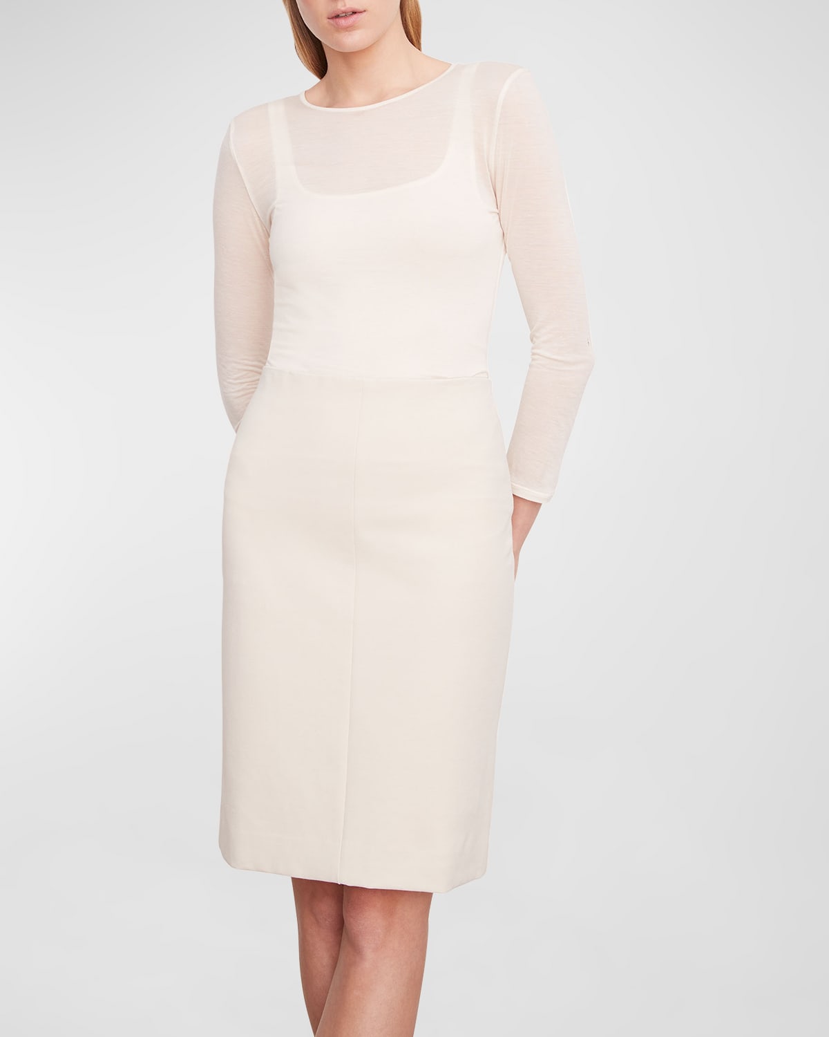 Vince Seamed Front Short Pencil Skirt In Pale Fawn