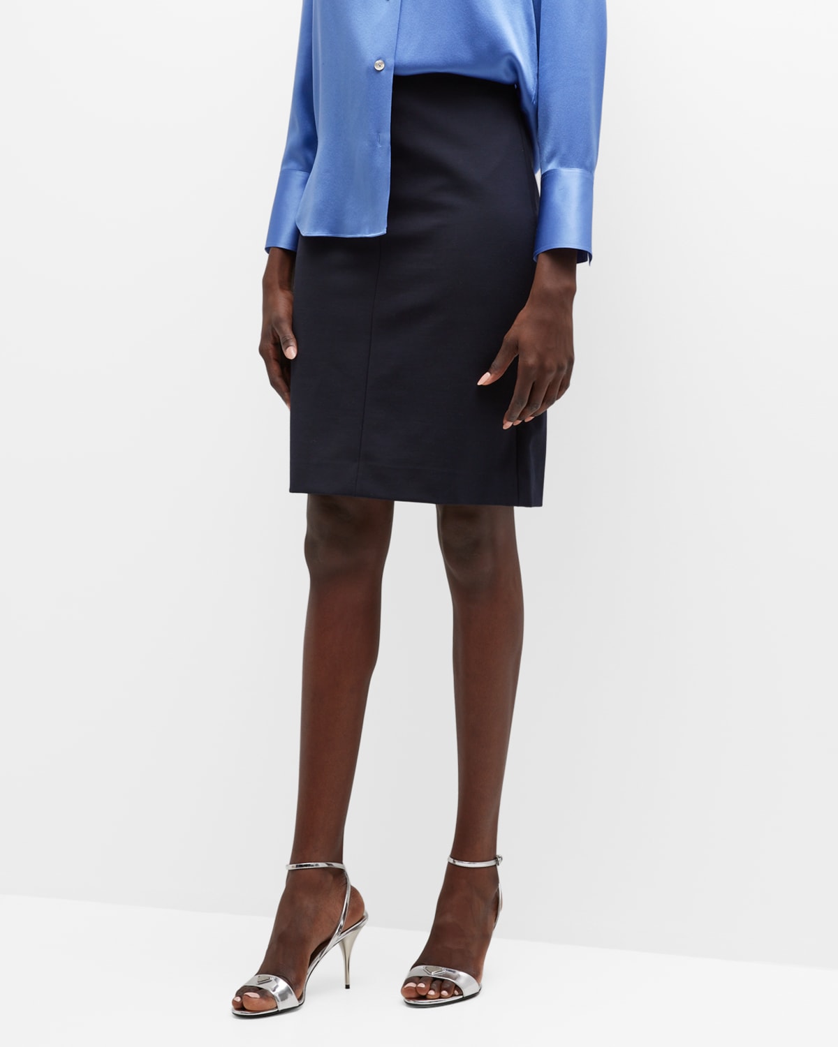 Vince Seamed Front Short Pencil Skirt In Coastal