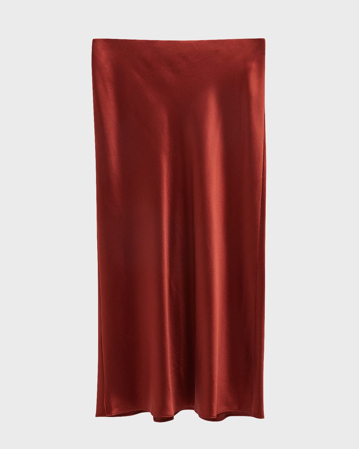 Vince Midi Satin Slip Skirt In Red Dahlia