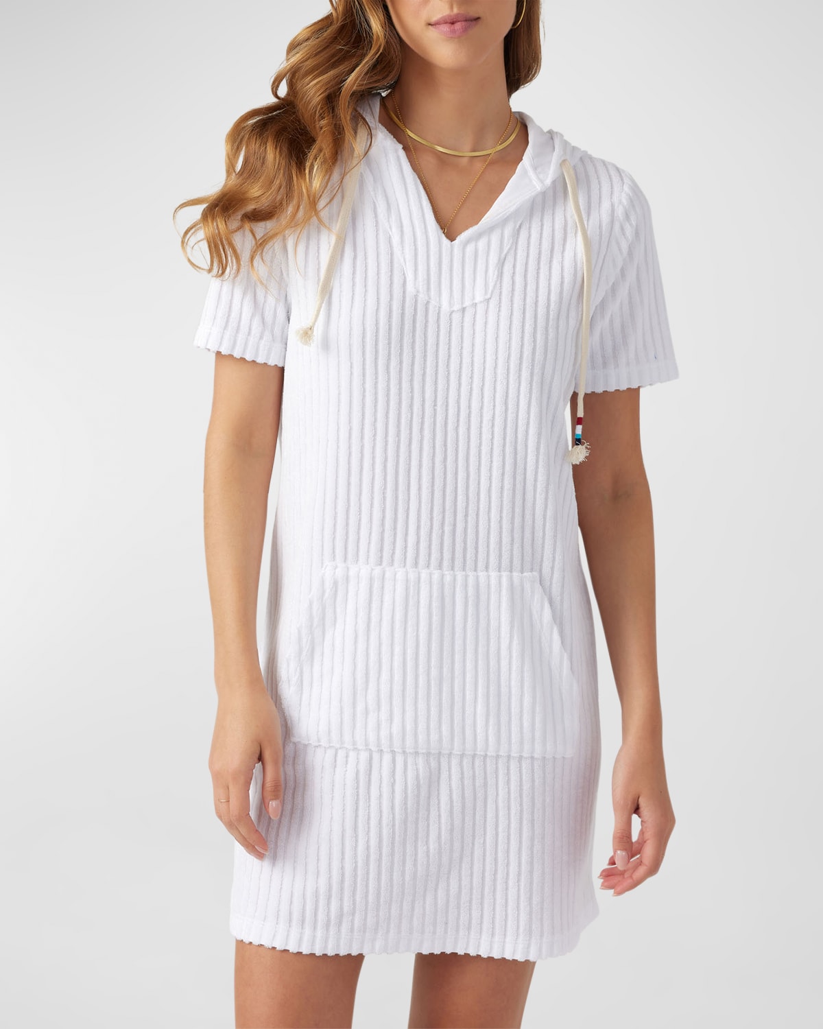 Sol Angeles Riviera Terry Cloth Poncho Dress In White