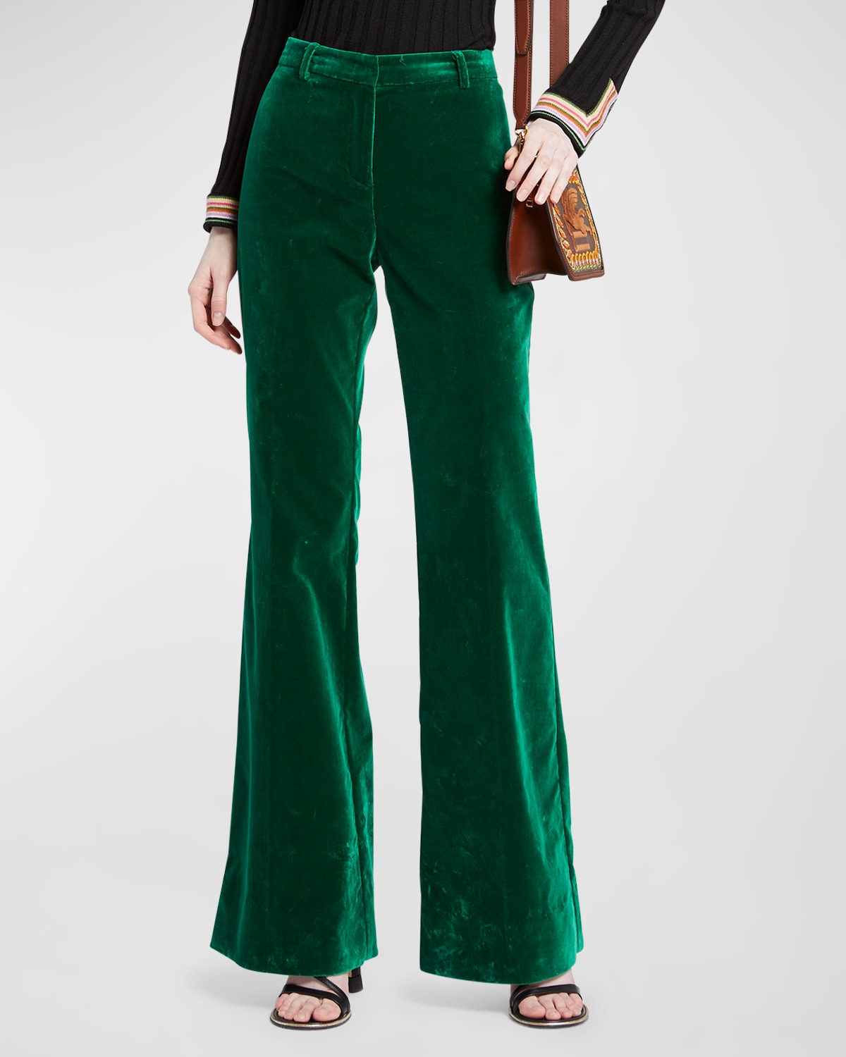 Etro High-waisted Velvet Trousers In Mixedgrn
