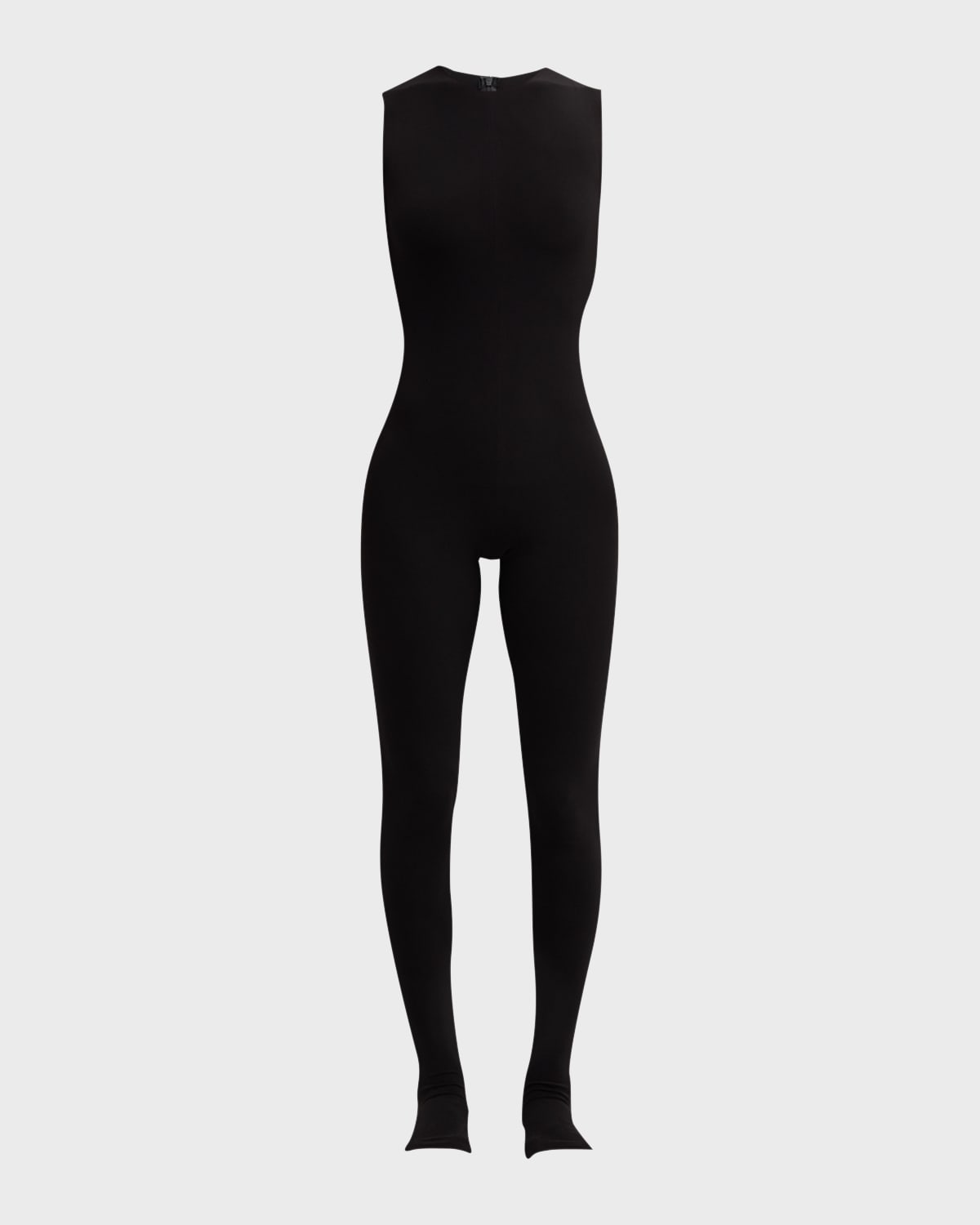 Norma Kamali Sleeveless Footie Catsuit Jumpsuit In Black