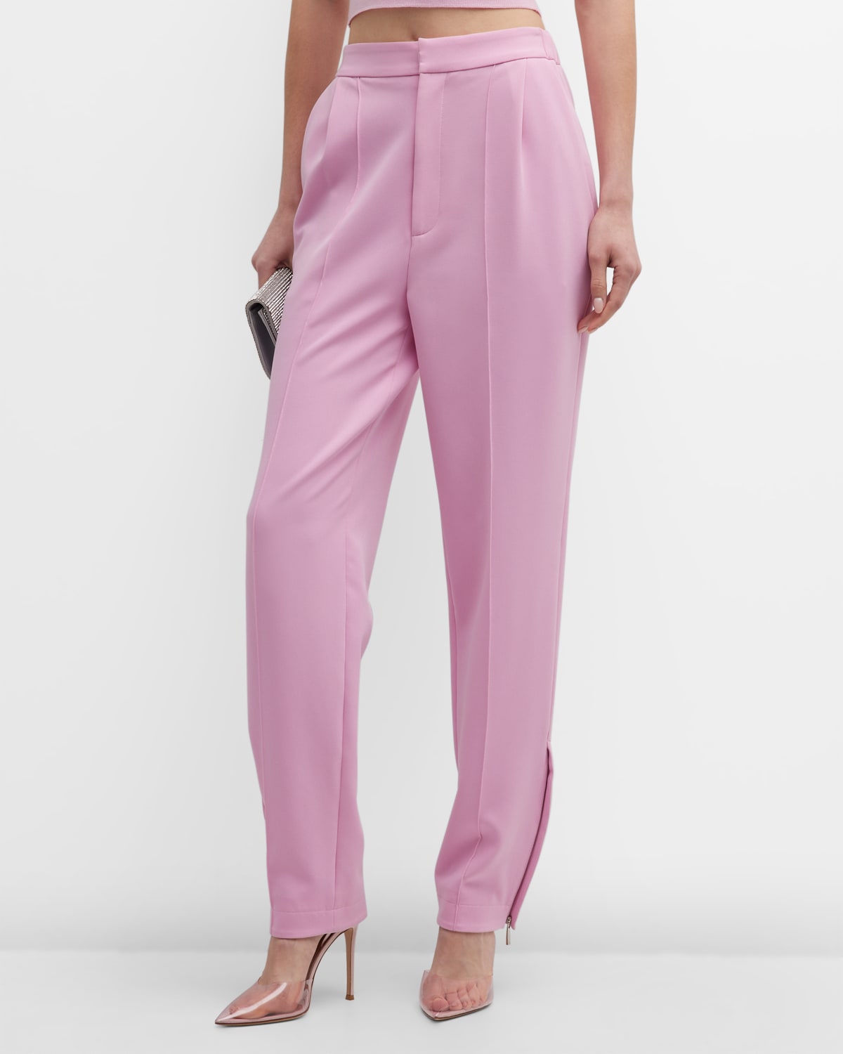 Lapointe Zip-hem Straight-leg Tailored Crepe Track Pants In Blossom