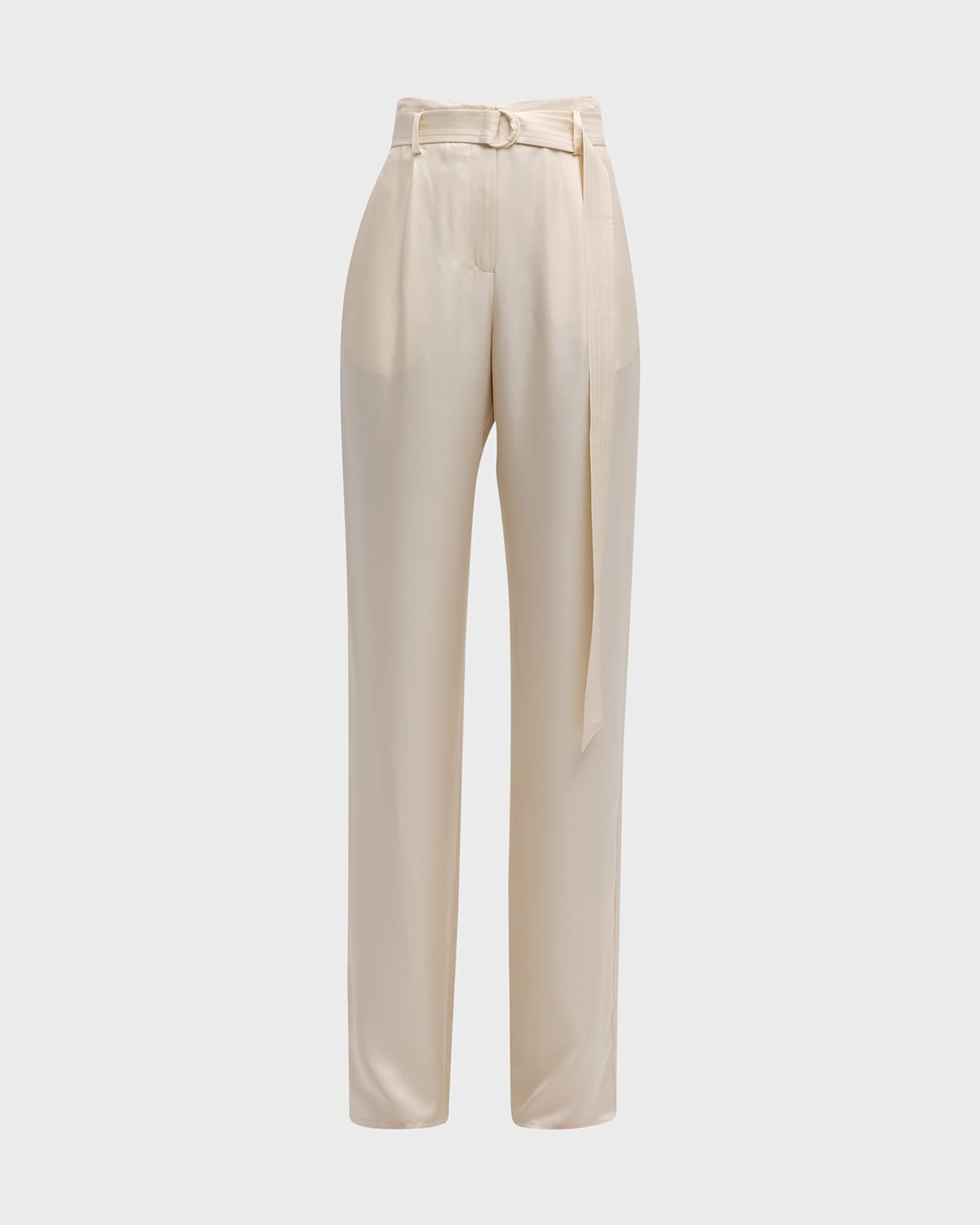 High Waisted Silk Belted Pants