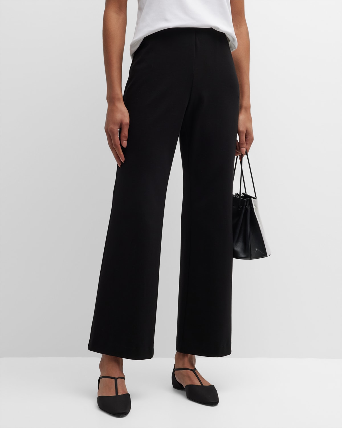 Shop Lafayette 148 Regenerated Punto Milano Gates Ankle Flare Pull-on Pant In Black