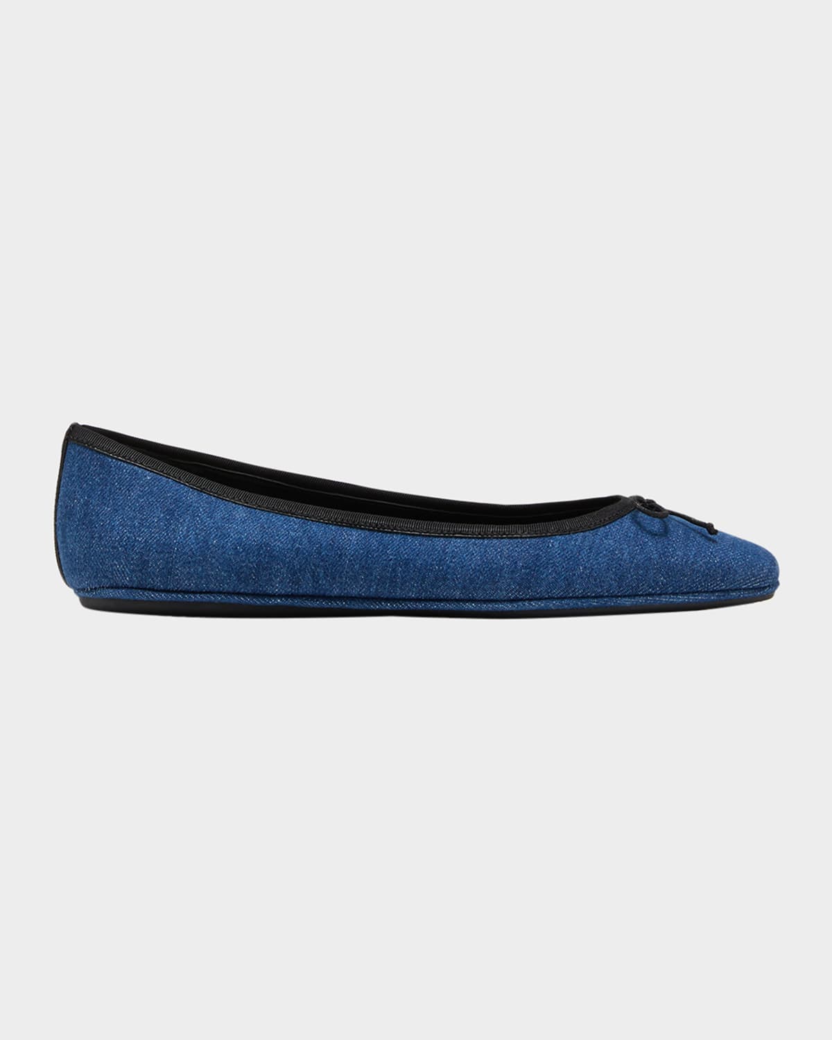 Shop Veronica Beard Beatrix Denim Bow Ballerina Flats In Mountain Blue