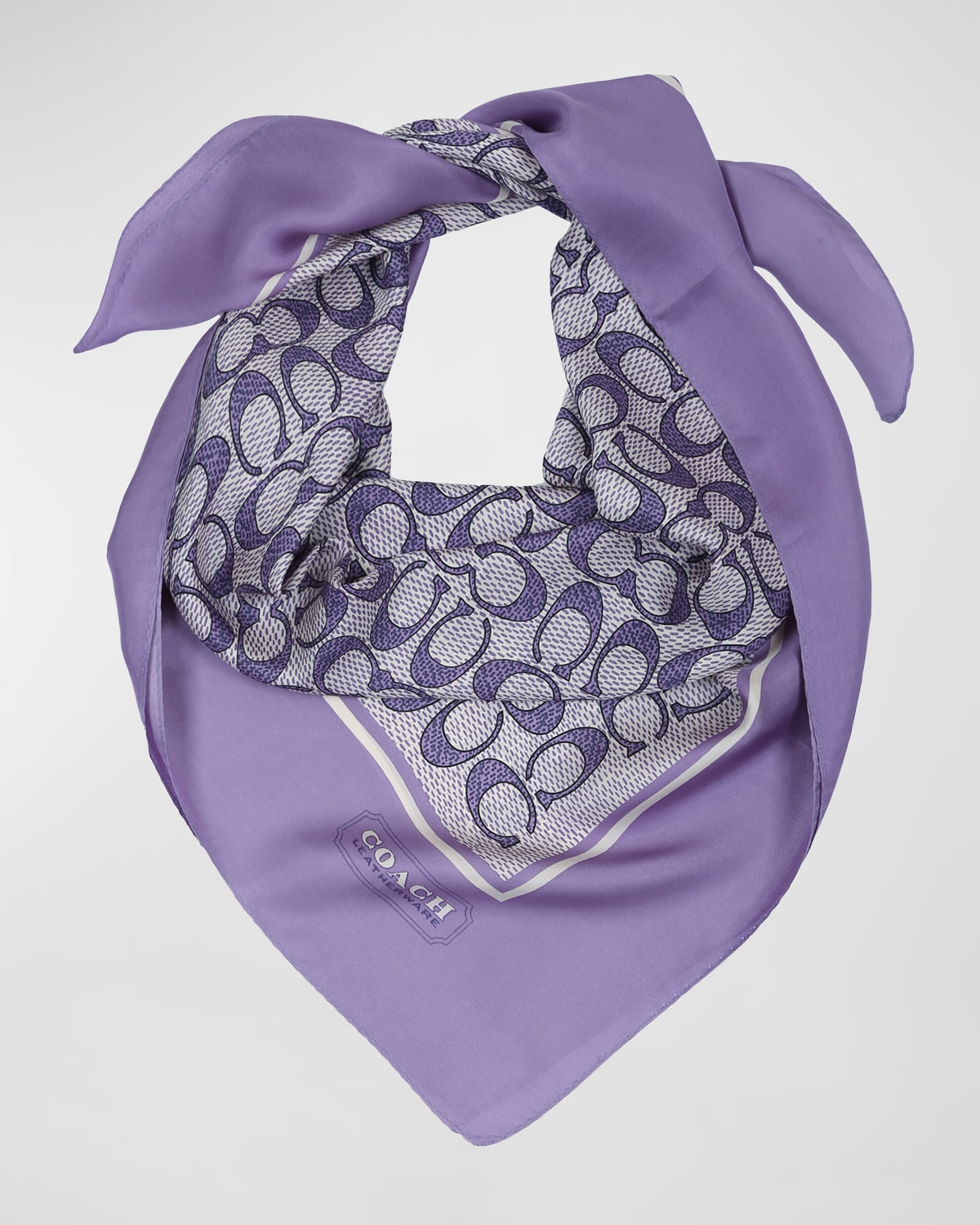 Coach Vintage Signature Print Silk Square Scarf In 532 Light Violet