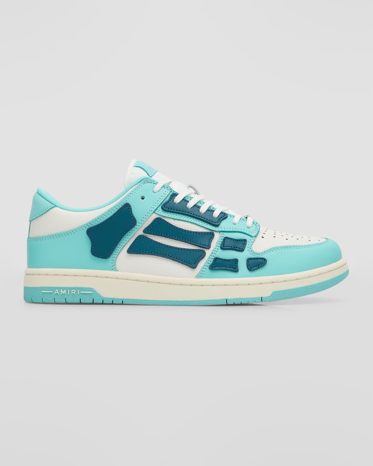 Amiri Skeleton Leather Sneakers In Slate Blue