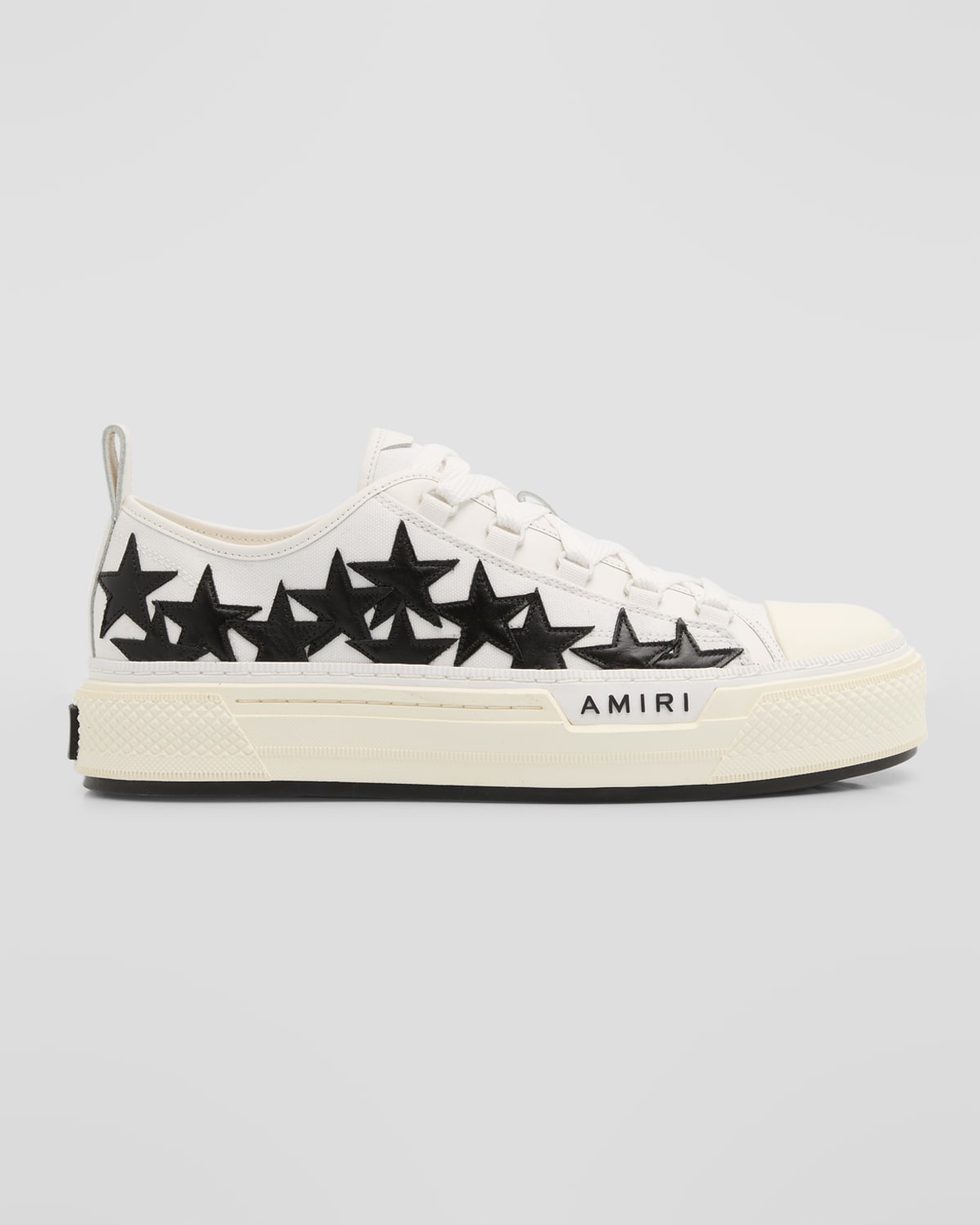 Shop Amiri Men's Stars Court Canvas Low-top Sneakers In White/black