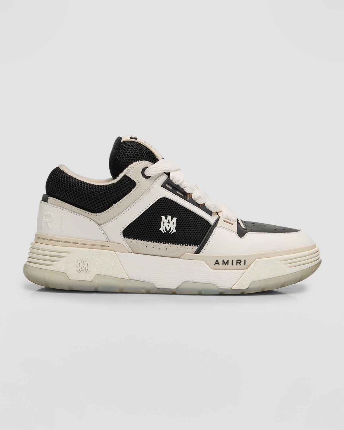 Amiri Ma-1 Leather Mesh Sneakers In White/black