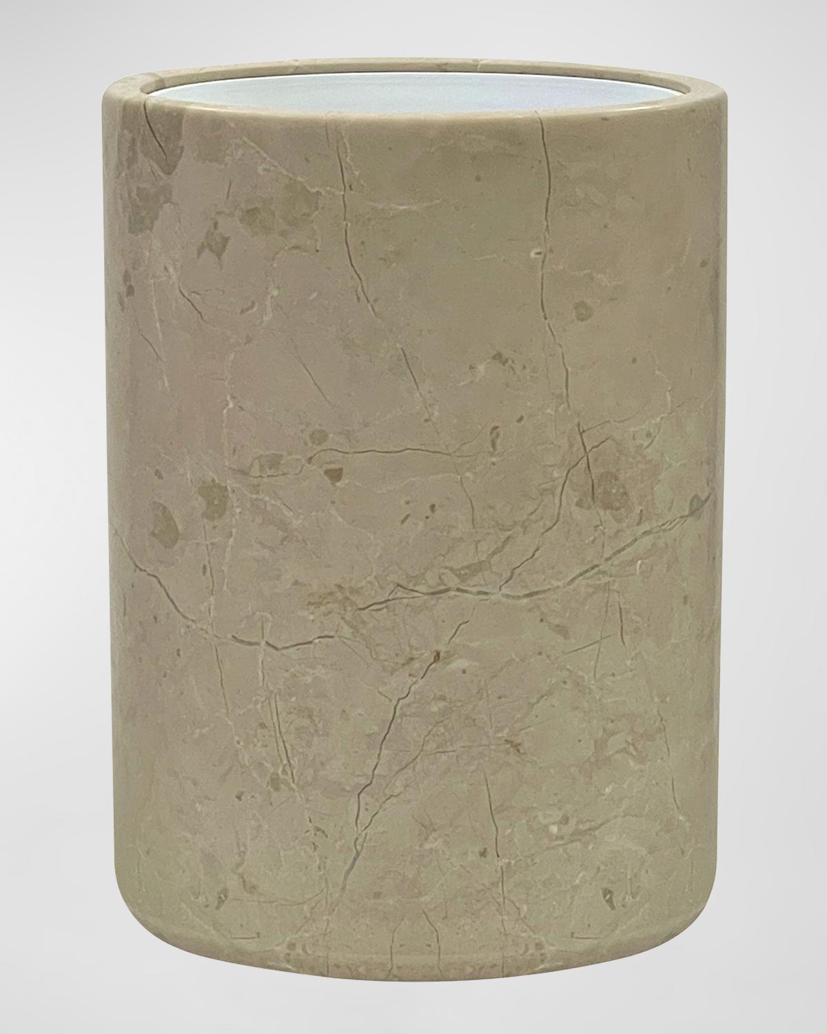 Marble Crafter Eris Wastebasket With Liner In Verona Beige