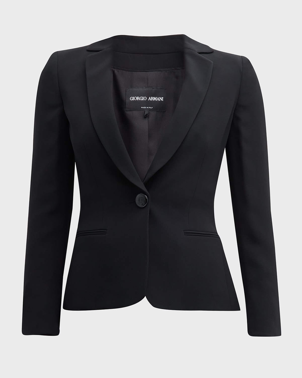 Giorgio Armani Women's Silk Button-front Blazer In Solid Black