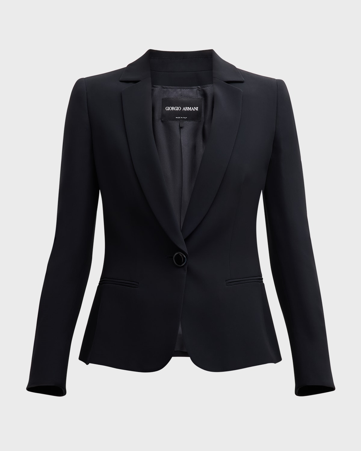 Giorgio Armani Cady Notch-lapel Single-breasted Jacket In Solid Blue Navy