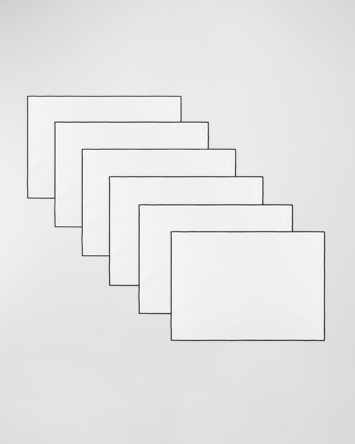 Home Treasures Aiden Linen Placemats, Set Of 6 In White/midnight