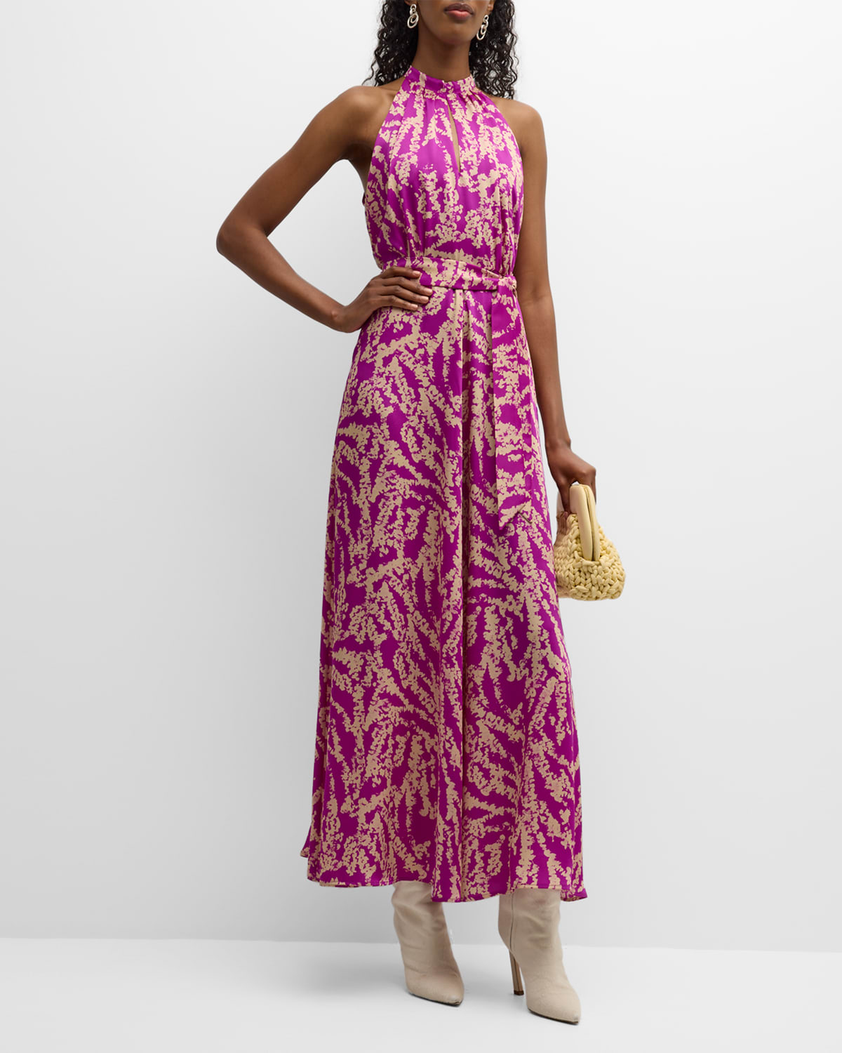 Evelin Abstract-Print Halter Maxi Dress