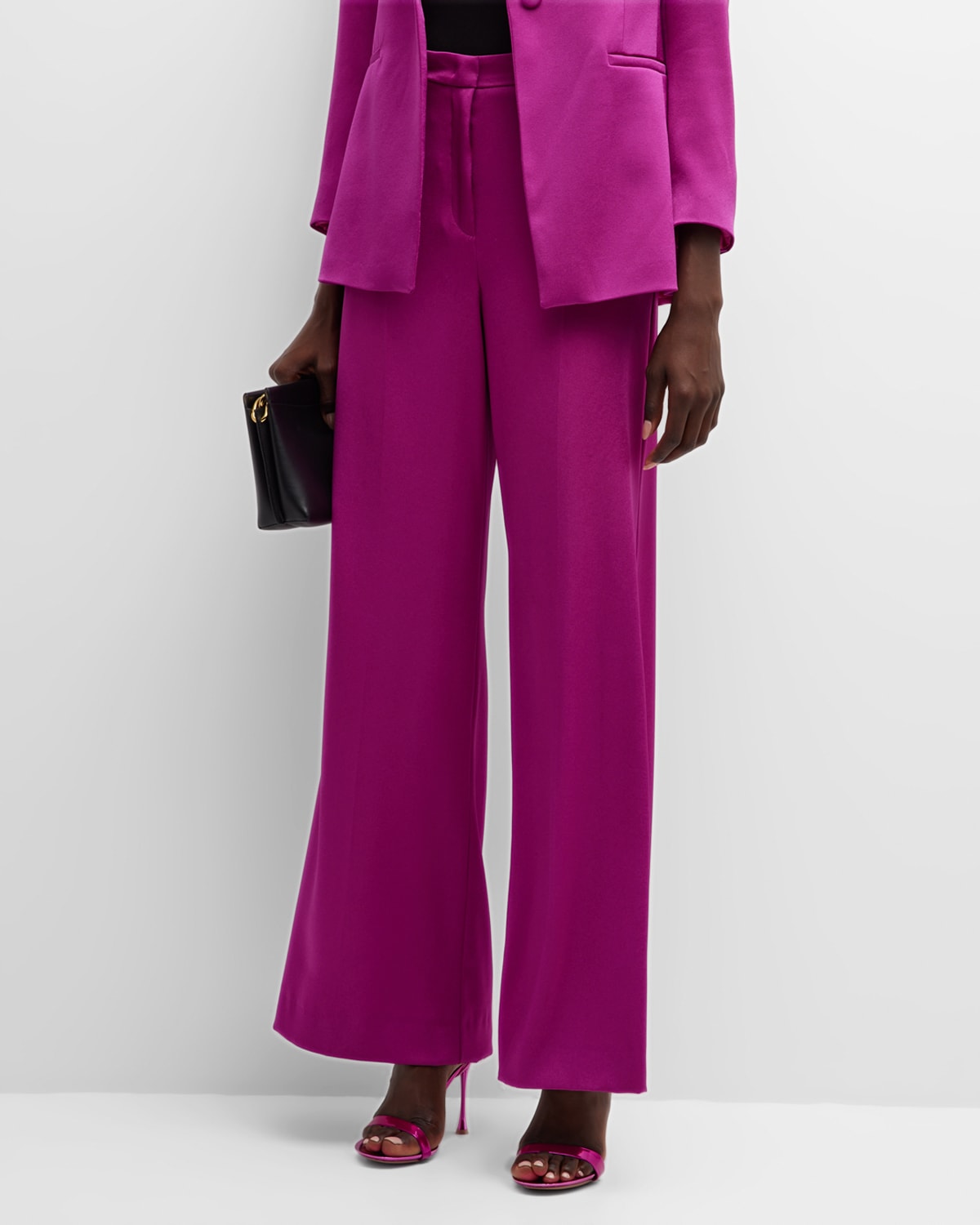 Scorza High-Rise Straight-Leg Satin Trousers