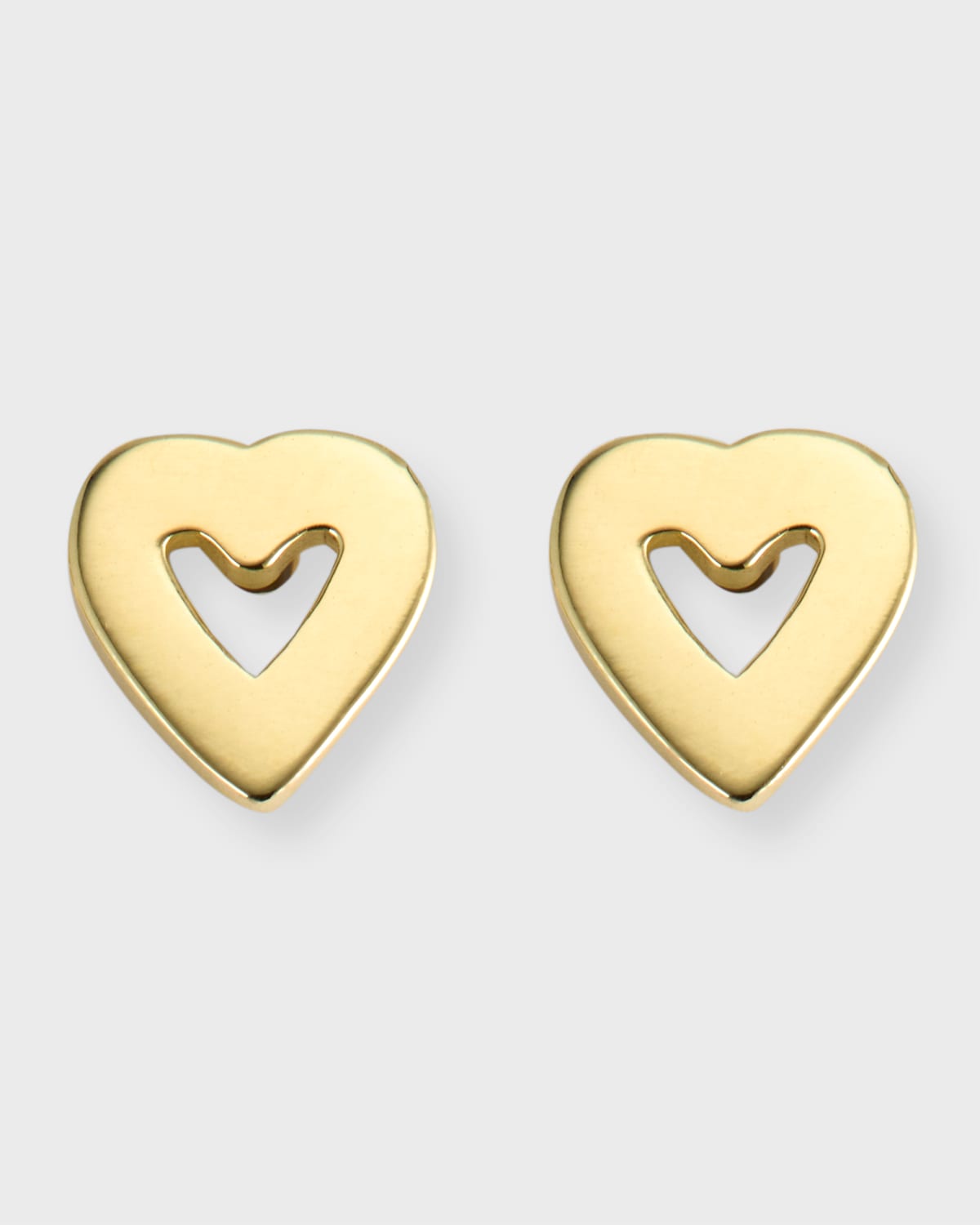Men's 18K Yellow Gold Open Heart Stud Earrings