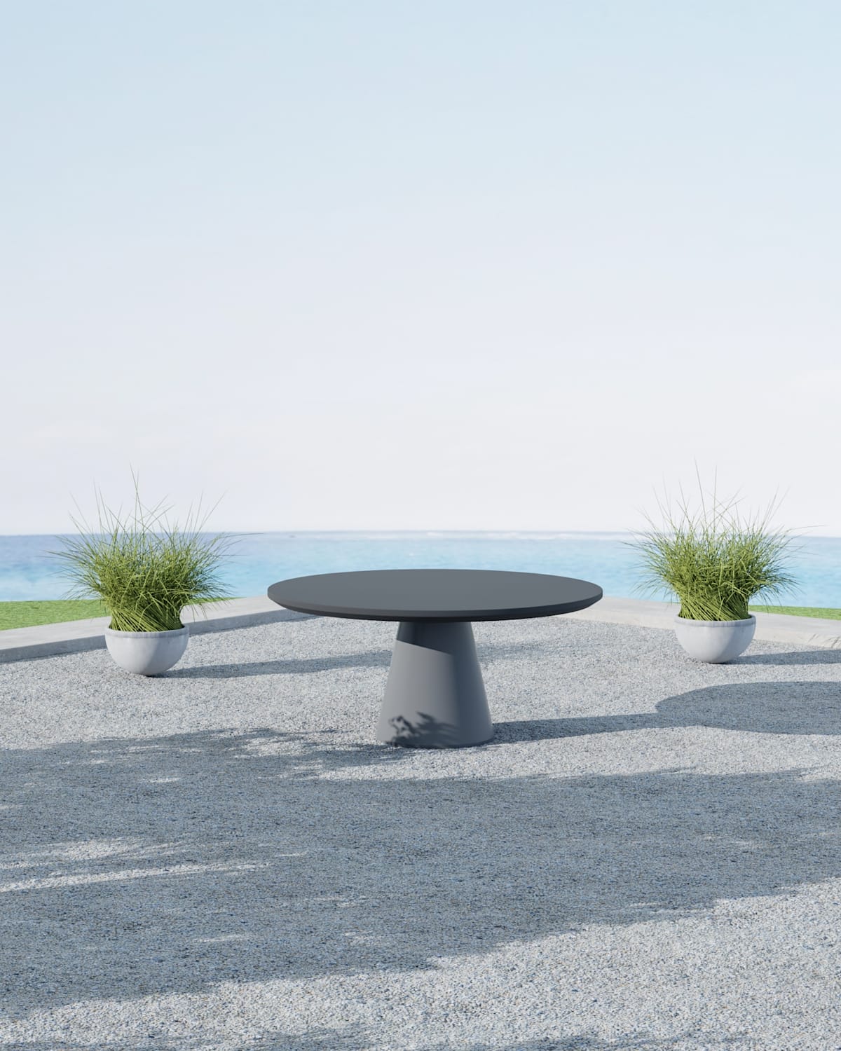 Pedestal Dining Table in Dark Grey